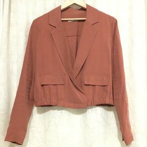 Rust Wash Cropped Retro Rayon Bomber Blazer